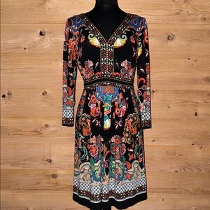 ECI Black / orange / blue  Long Sleeve V-Neck with a low V back Sundress